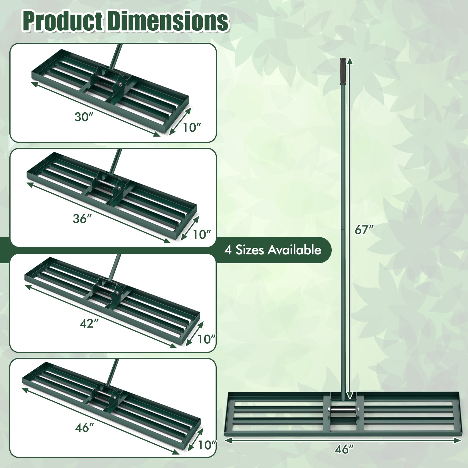 Lawn Leveling Rake 46 x 10 Inch Heavy Duty Lawn Level Tool for Soil, Green Lawn Care Tools at Gallery Canada