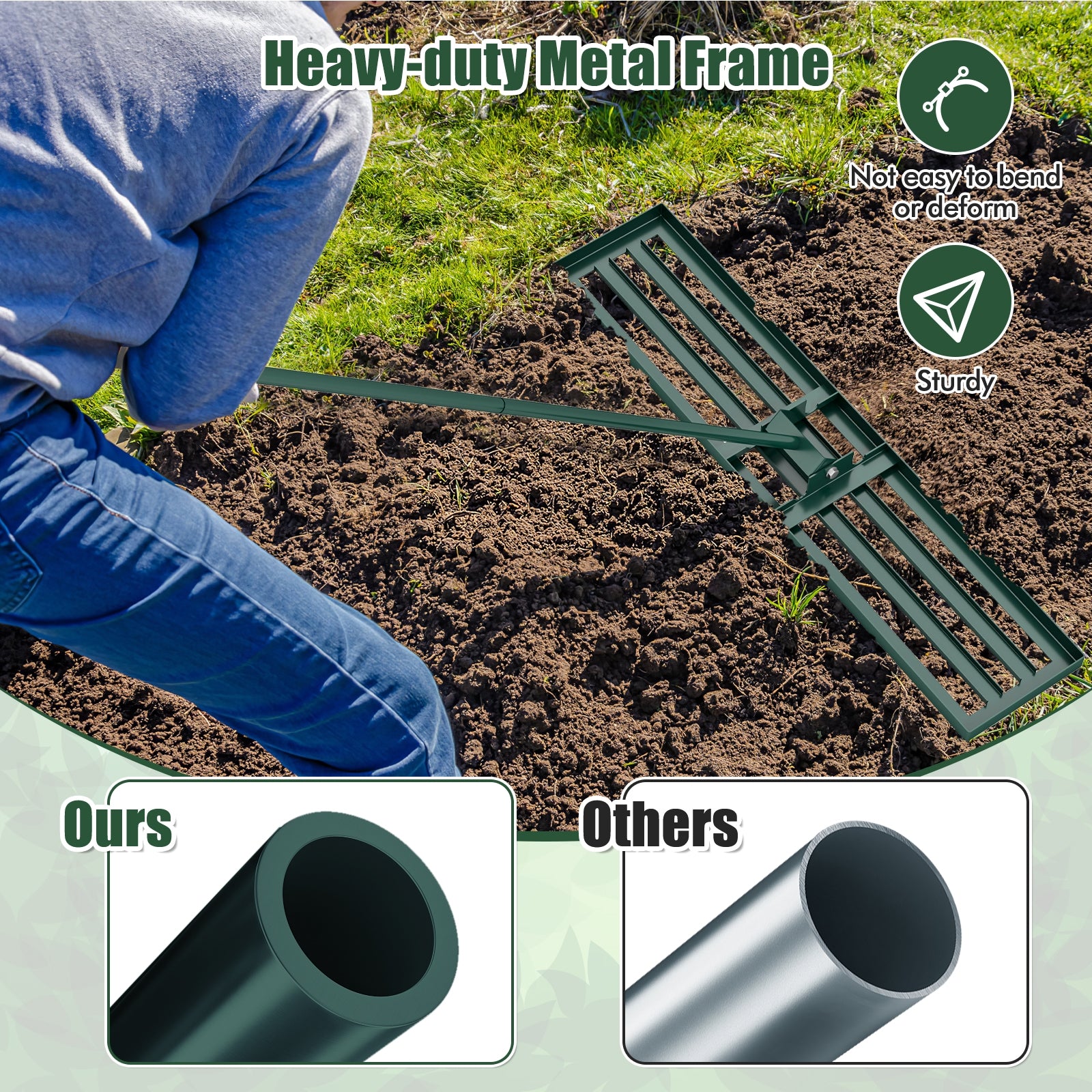 Lawn Leveling Rake, 46 x 10 Inch, Heavy Duty, Green Lawn Care Tools at Gallery Canada