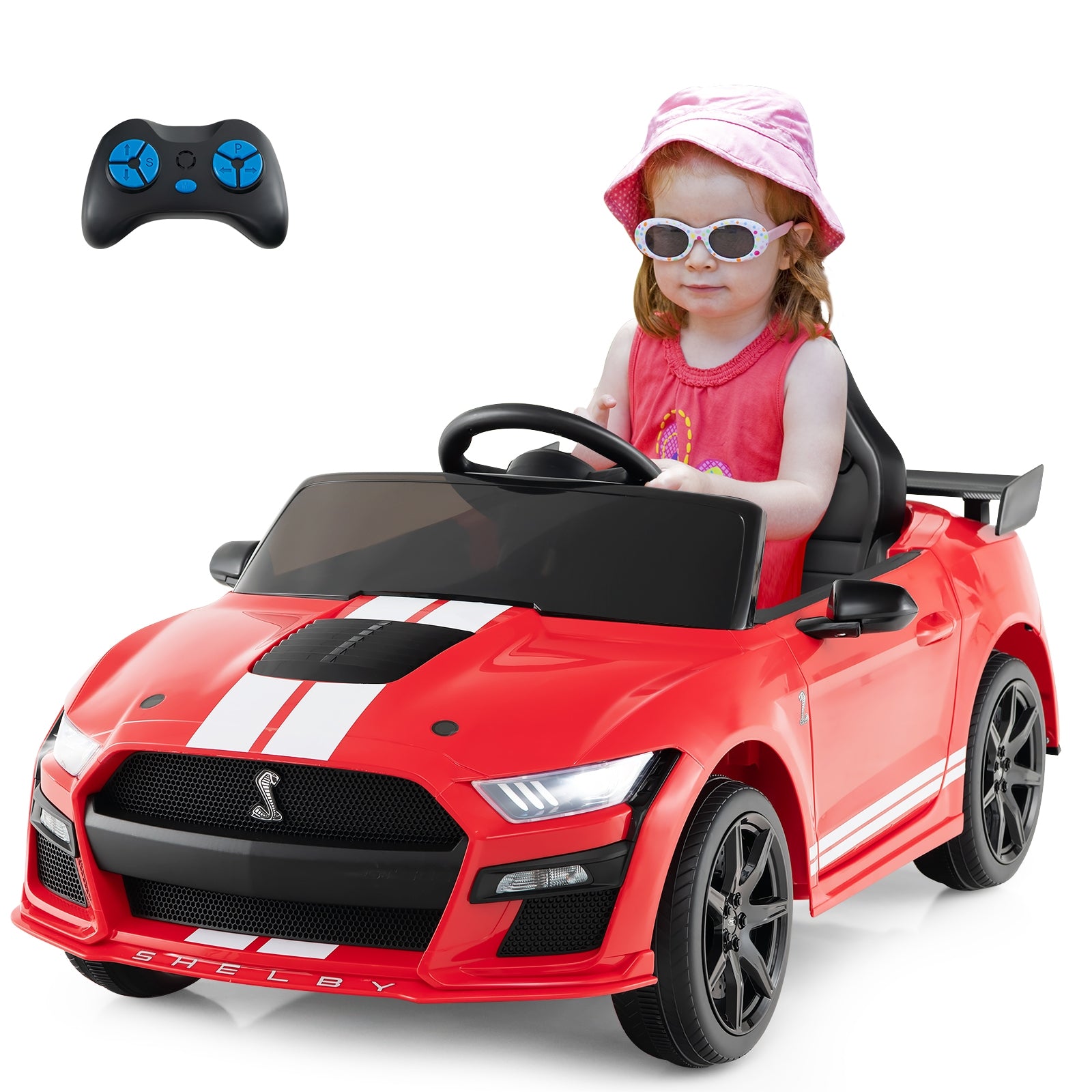 12V Licensed Ford Mustang Shelby GT500 Kids Ride on Car with Remote Control for Kids Aged 3-8, Red Powered Ride On Toys at Gallery Canada