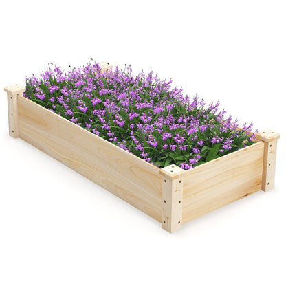 Raised Garden Bed Fir Wood Wooden Square Wood Planter Box for Garden, Natural
