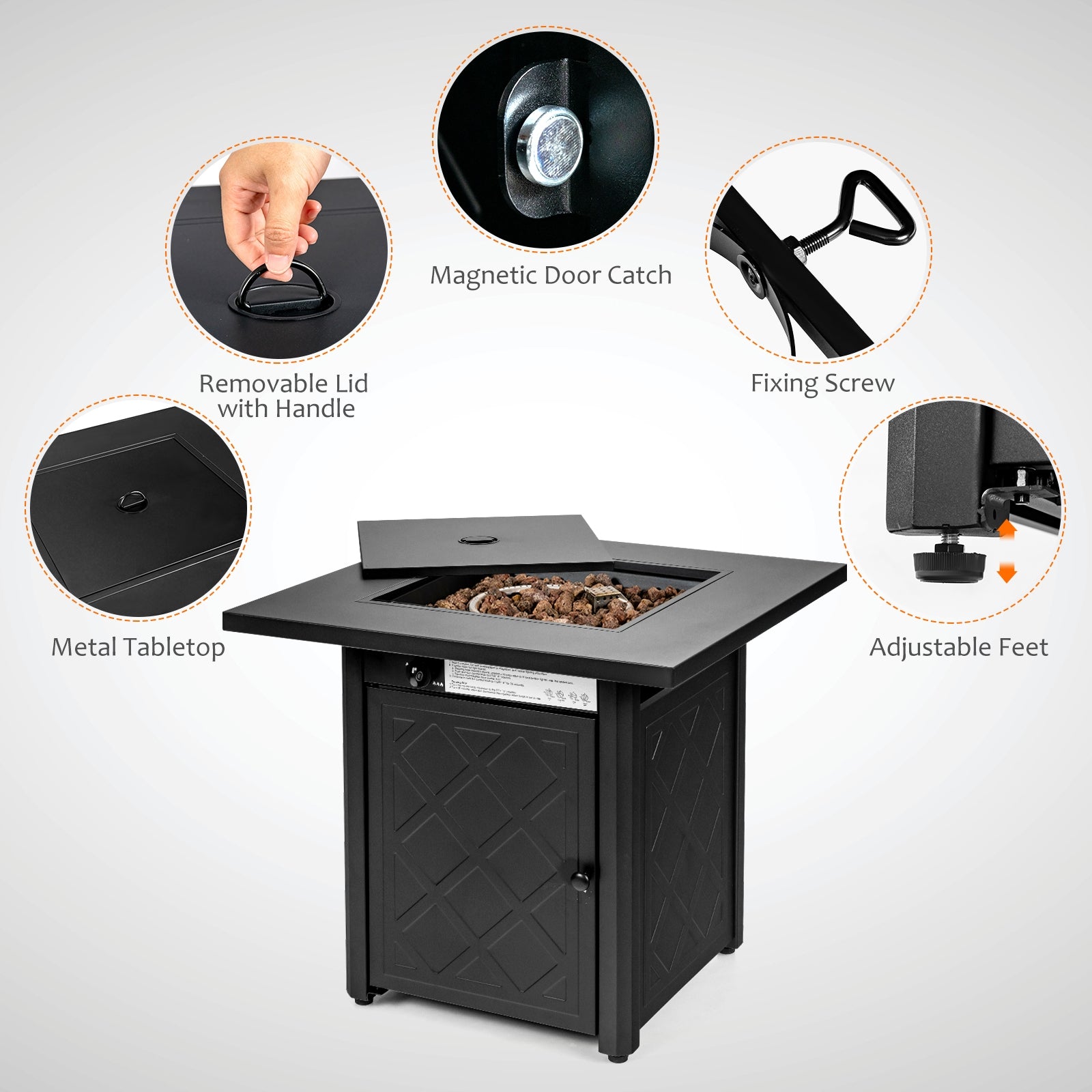 7 Pieces Patio Furniture Set with 28 Inches 50000 BTU Propane Gas Fire Pit Table, Red Patio Furniture Sets at Gallery Canada