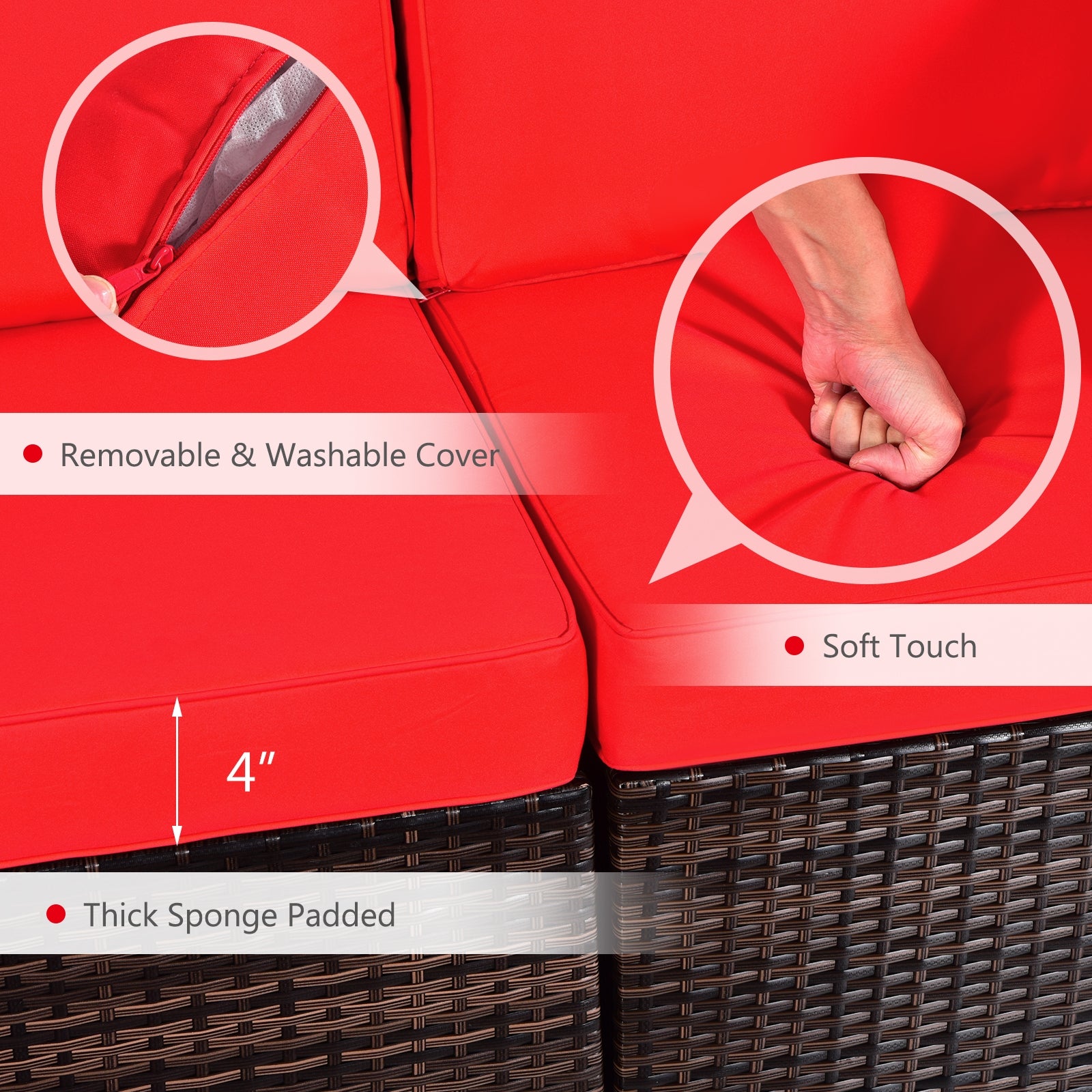 7 Pieces Patio Furniture Set with 28 Inches 50000 BTU Propane Gas Fire Pit Table, Red Patio Furniture Sets at Gallery Canada