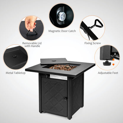 7 Pieces Patio Furniture Set with 28 Inches 50000 BTU Propane Gas Fire Pit Table, Turquoise Patio Furniture Sets at Gallery Canada