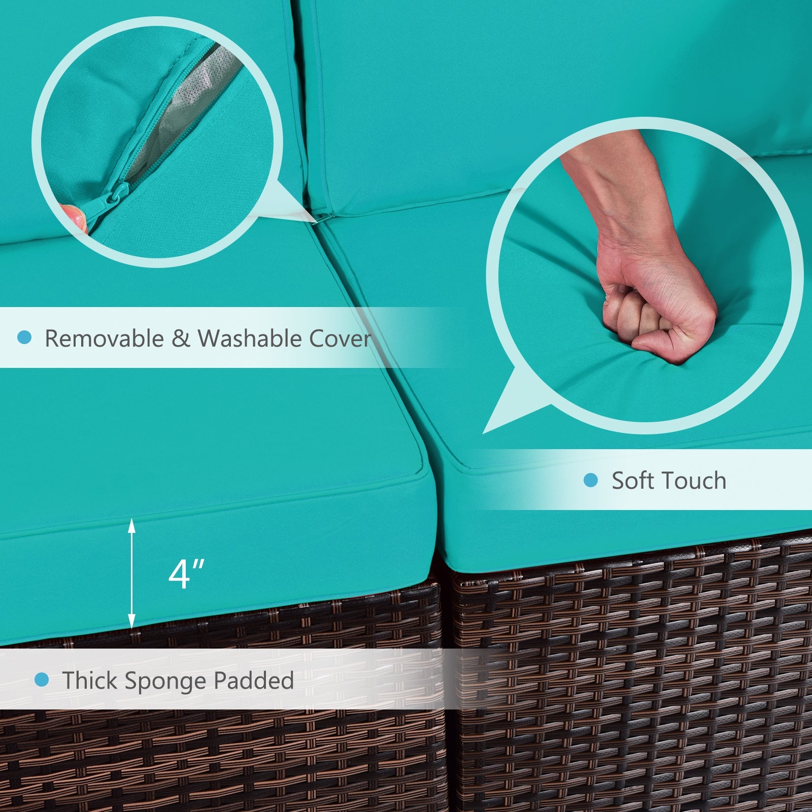 7 Pieces Patio Furniture Set with 28 Inches 50000 BTU Propane Gas Fire Pit Table, Turquoise Patio Furniture Sets at Gallery Canada