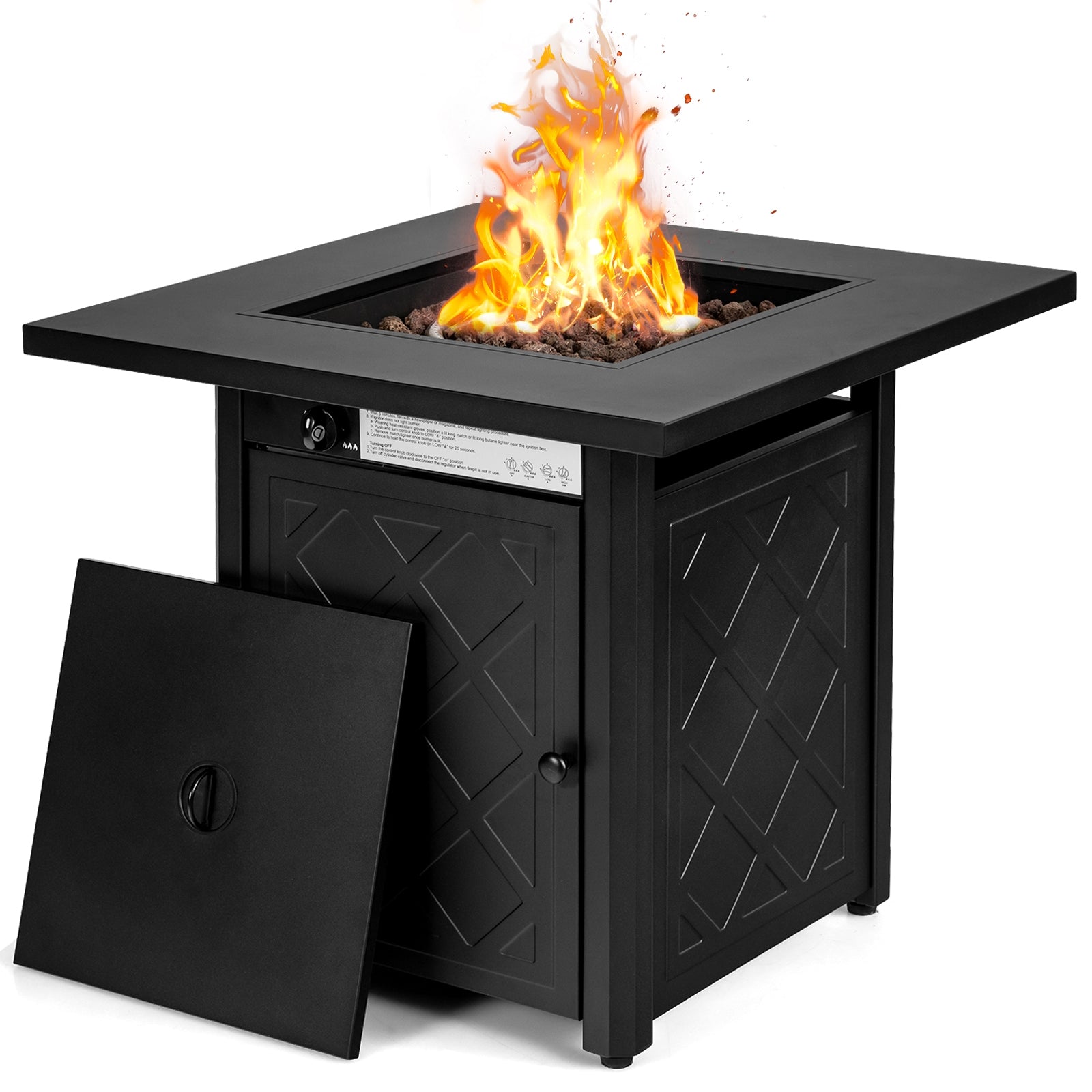7-Piece Patio Set, 28 Inches 50000 BTU Gas Fire Pit Table, White Patio Furniture Sets at Gallery Canada