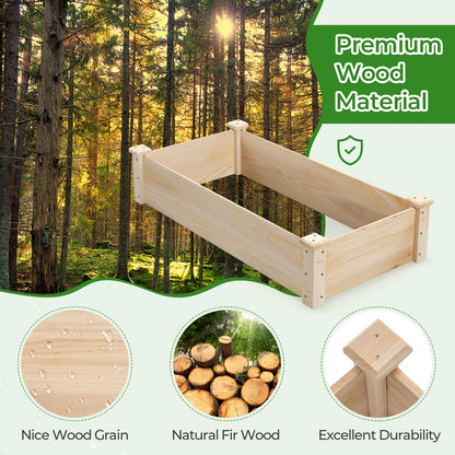 Raised Garden Bed Fir Wood Wooden Square Wood Planter Box for Garden, Natural Raised Garden Beds at Gallery Canada
