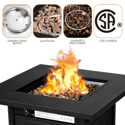 7-Piece Patio Set, 28 Inches 50000 BTU Gas Fire Pit Table, White Patio Furniture Sets at Gallery Canada