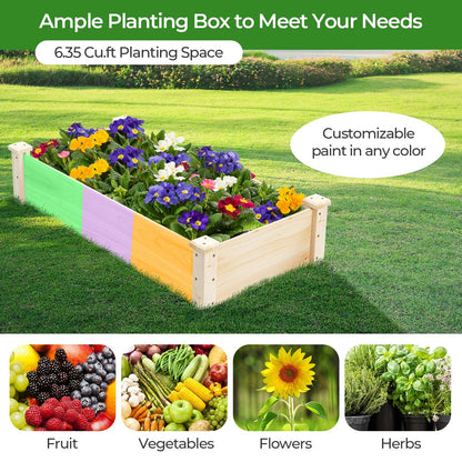 Raised Garden Bed Fir Wood Wooden Square Wood Planter Box for Garden, Natural