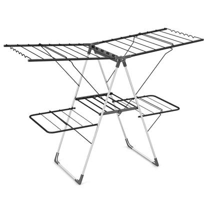 2-Tier Clothes Drying Rack, 33 Rails, Height Adjustable Gullwings, Silver Drying Racks Silver at Gallery Canada