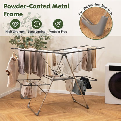 2-Tier Clothes Drying Rack, 33 Rails, Height Adjustable Gullwings, Silver Drying Racks at Gallery Canada
