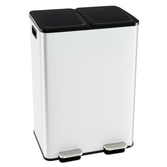 Dual Compartment Trash Can, 2 x 8 Gal, White Kitchen Organization White at Gallery Canada