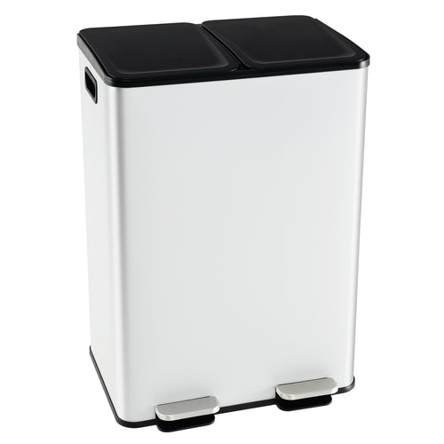 Dual Compartment Trash Can, 2 x 8 Gal, White