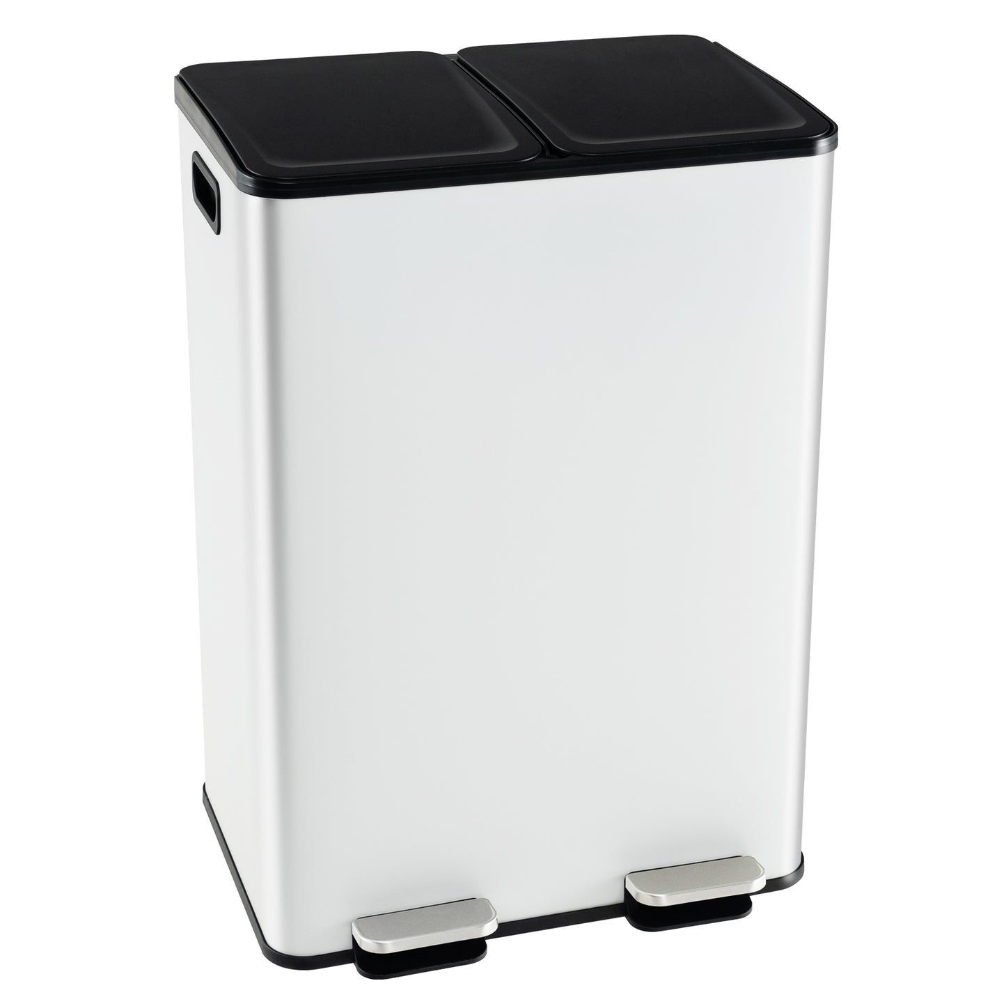 Poubelle à deux compartiments, 2 x 8 gallons, blanche