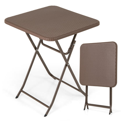 Folding Picnic Table, Rattan Grain HDPE Tabletop, Sturdy Metal Frame, Coffee Patio Dining Tables Coffee at Gallery Canada