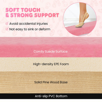 9 FT Folding Gymnastics Balance Beam with Anti-slip Base and Pine Wood Frame, Pink Yoga & Gym Mats at Gallery Canada