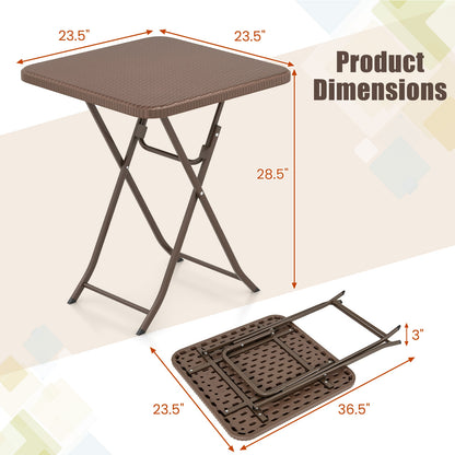 Folding Picnic Table with Rattan Grain HDPE Tabletop and Sturdy Metal Fame, Coffee Patio Dining Tables at Gallery Canada
