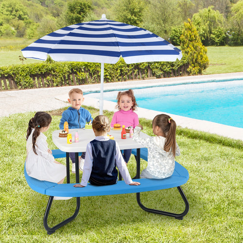 Toddler Outdoor Activity Table with Adjustable and Collapsible Umbrella, White