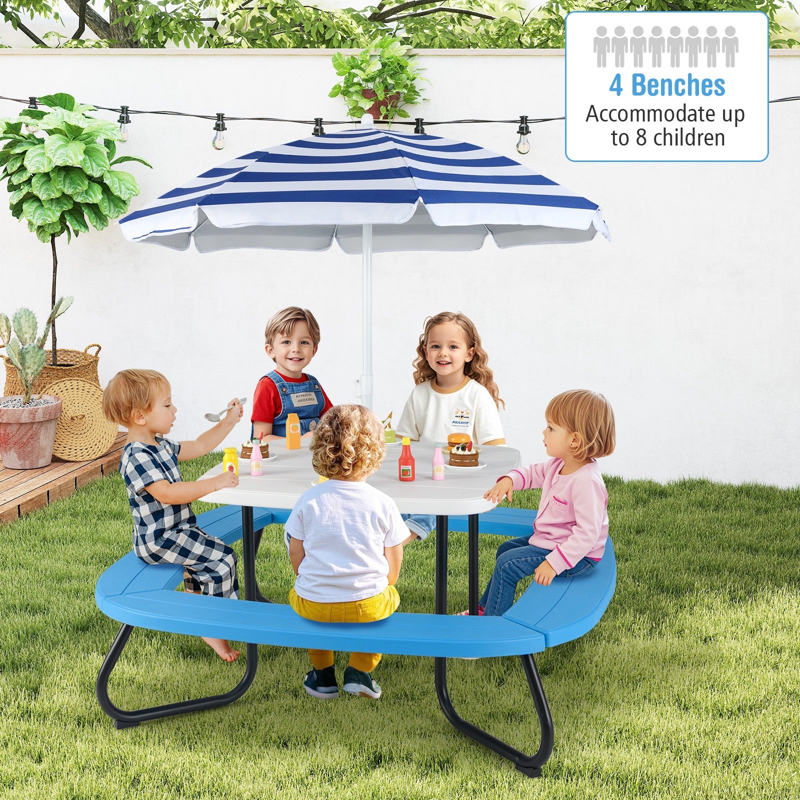 Toddler Outdoor Activity Table with Adjustable and Collapsible Umbrella, White Kids Chairs & Seating at Gallery Canada
