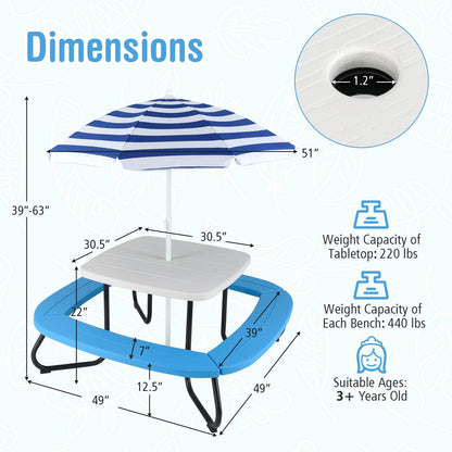 Toddler Outdoor Activity Table with Adjustable and Collapsible Umbrella, White Kids Chairs & Seating at Gallery Canada