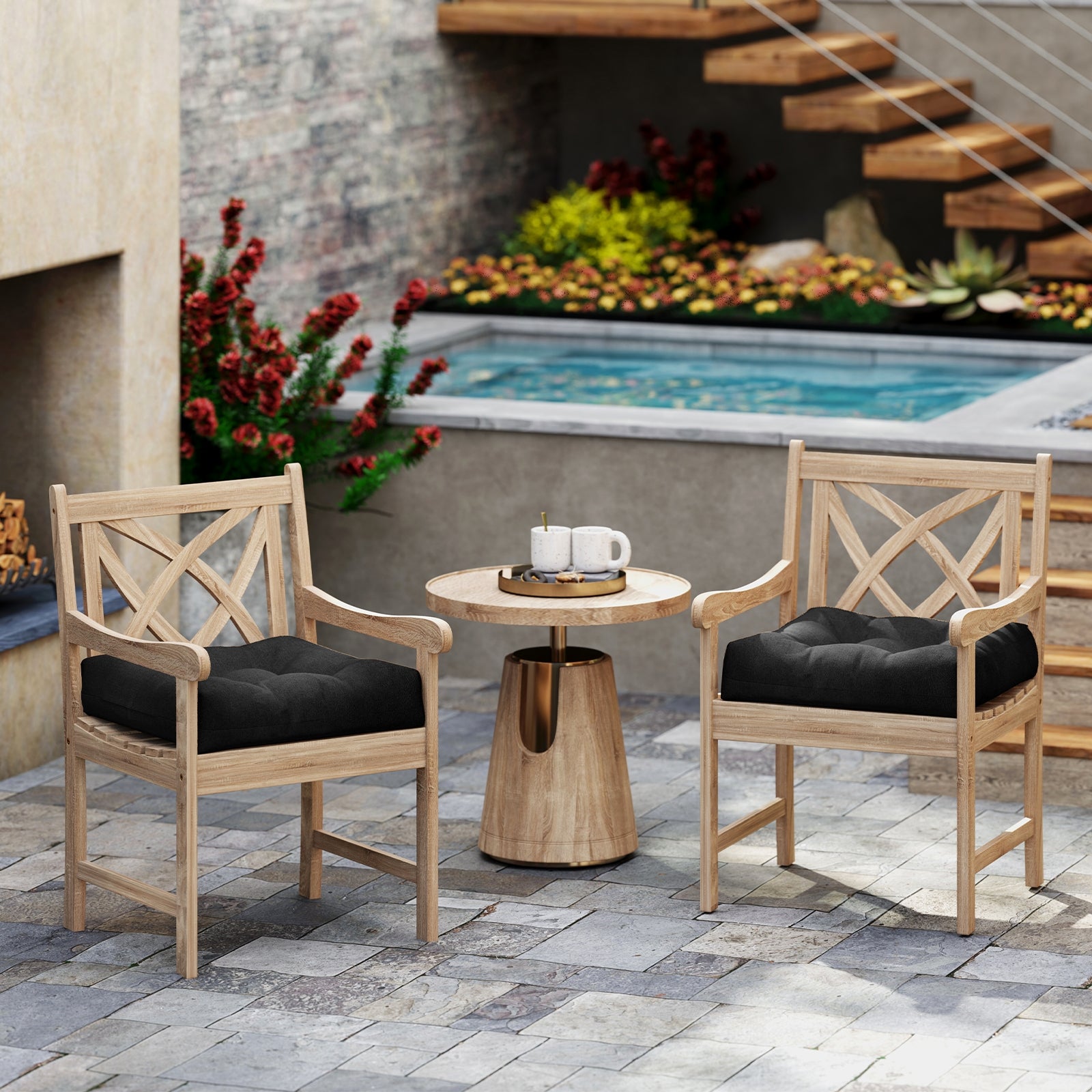 21 Inch x 21 Inch Patio Chair Seat Cushion Pads for Indoor and Outdoor, Black Outdoor Furniture Accessories at Gallery Canada