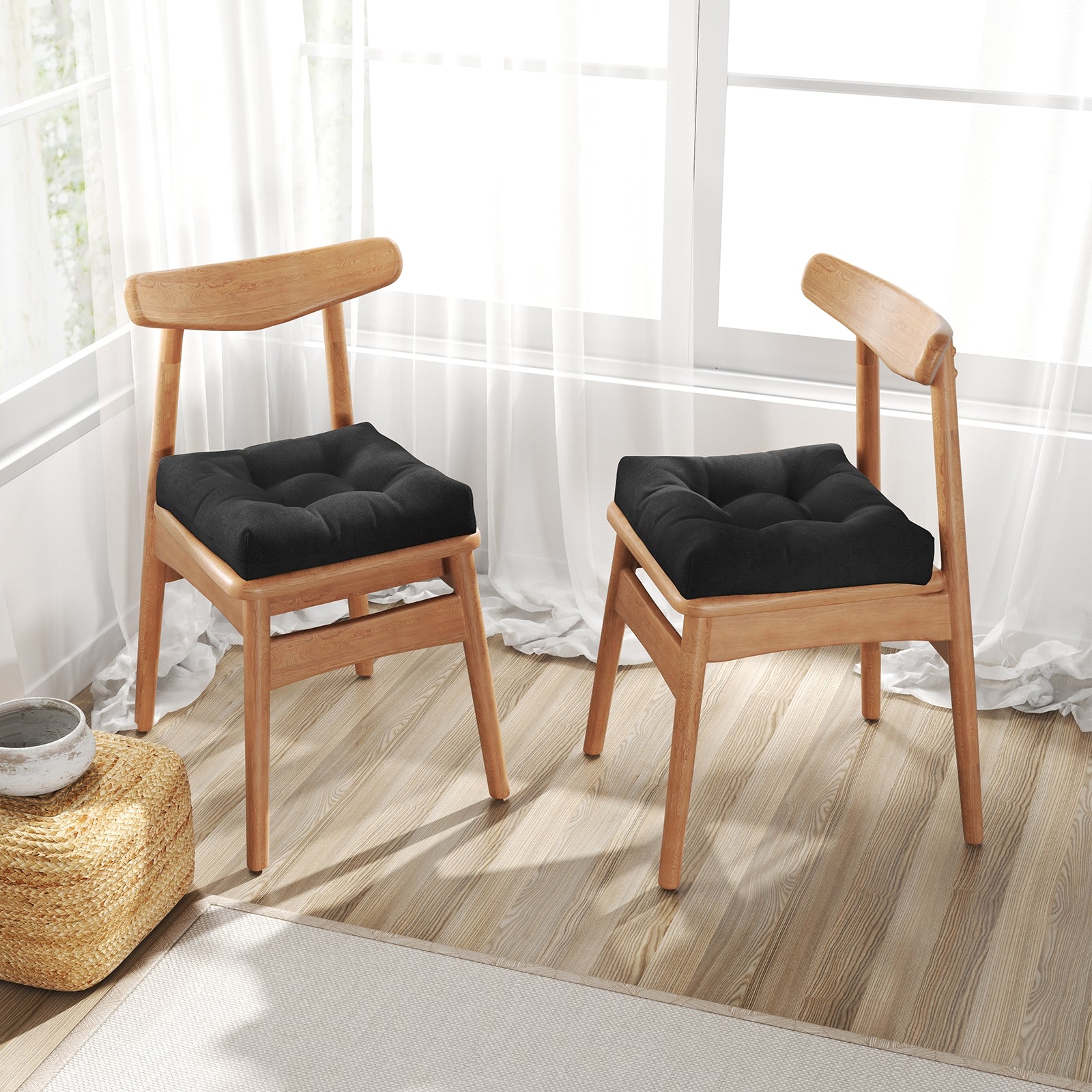 21 Inch x 21 Inch Patio Chair Seat Cushion Pads for Indoor and Outdoor, Black Outdoor Furniture Accessories at Gallery Canada