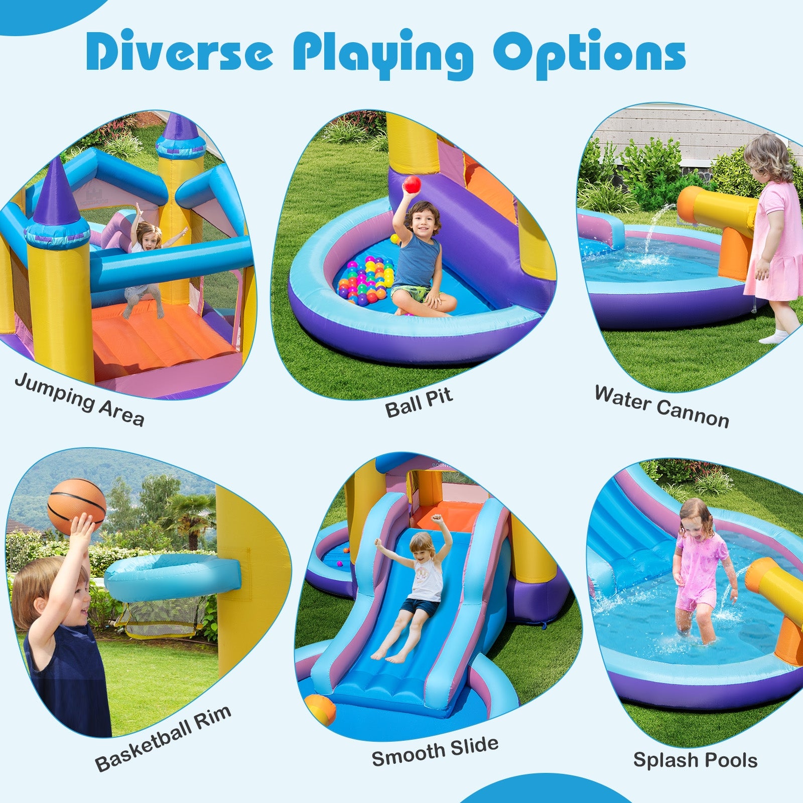6-in-1 Inflatable Kids Water Park for Yard Bounce House at Gallery Canada