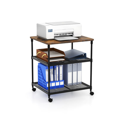 3 Tier Printer Stand, Adjustable Shelf, Swivel Wheels, Coffee Laptop Tables & Printer Stands Coffee at Gallery Canada