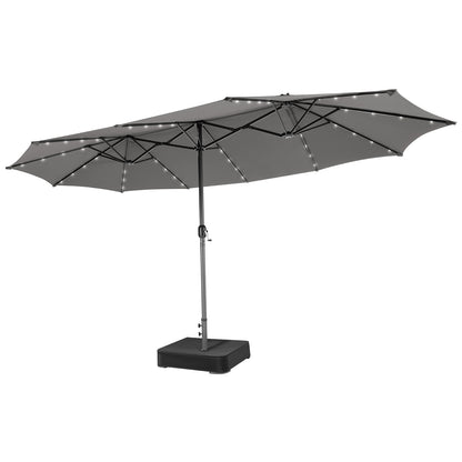 15 Feet Double-Sided Patio Umbrella with 48 LED Lights, Gray Outdoor Umbrellas Gray at Gallery Canada