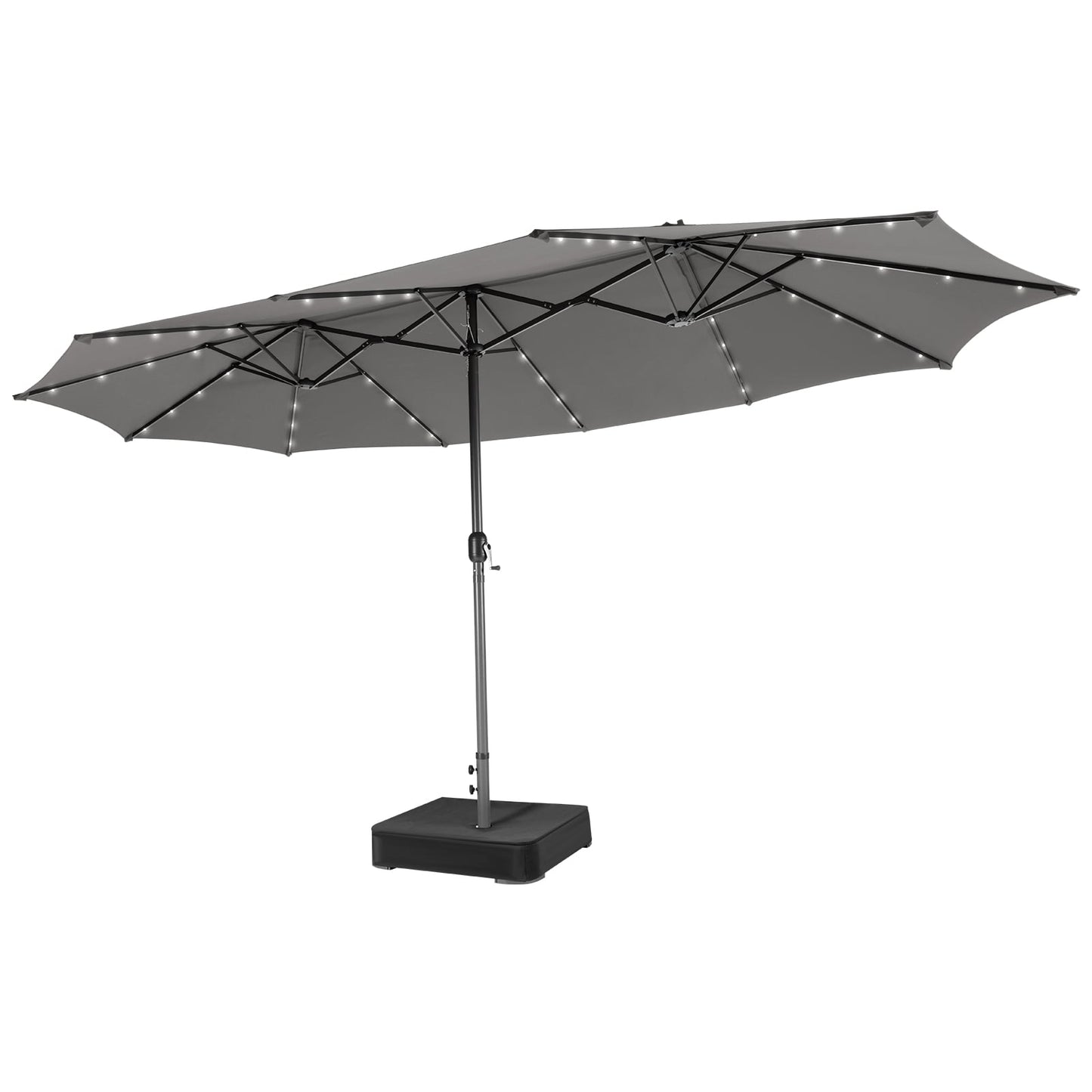 15 Feet Double-Sided Patio Umbrella With 48 LED Lights, Gray Outdoor Umbrellas at Gallery Canada