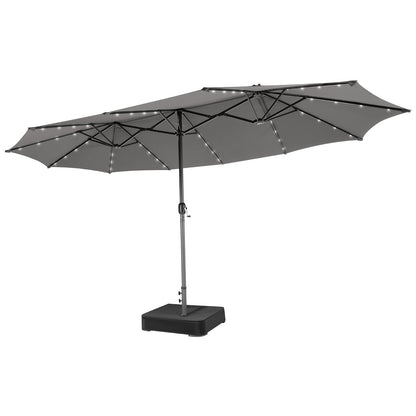 15 Feet Double-Sided Patio Umbrella With 48 LED Lights, Gray Outdoor Umbrellas at Gallery Canada