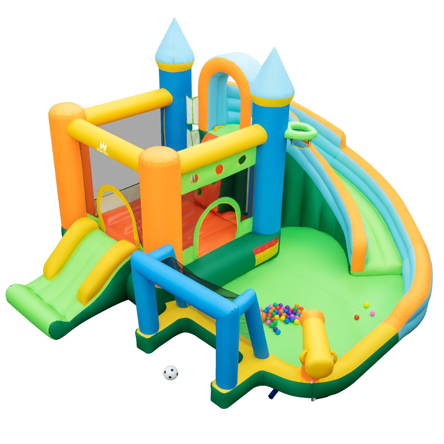 Maison Gonflable de Glissade d'Eau, Glissades Doubles, Piscine Éclaboussante, Vert