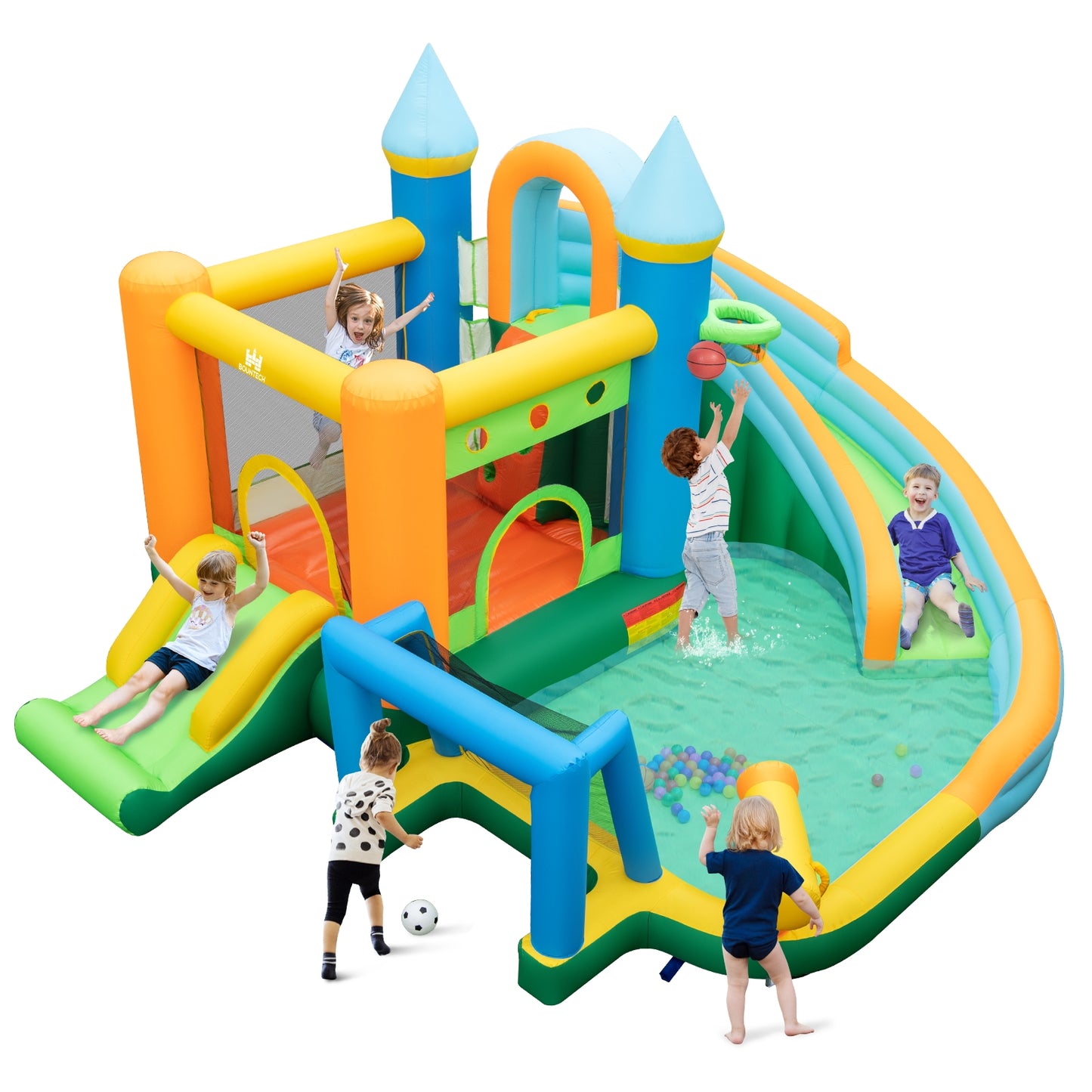 Inflatable Water Slide Blowup Bounce House with Dual Slides and Splash Pool (Without Blower), Green Bounce House at Gallery Canada