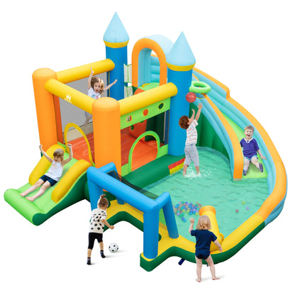 Inflatable Water Slide Blowup Bounce House with Dual Slides and Splash Pool (Without Blower), Green Bounce House at Gallery Canada
