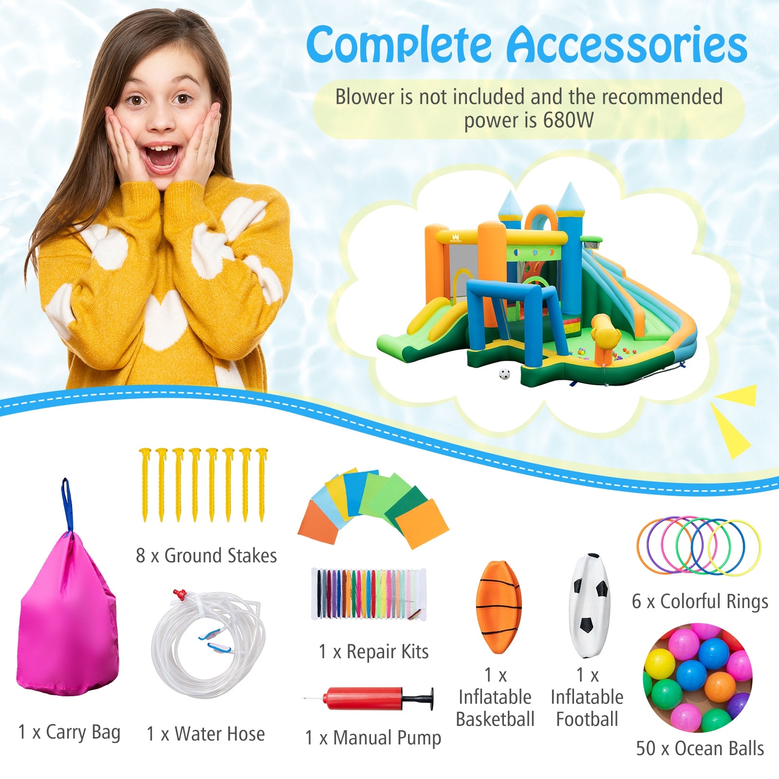 Inflatable Water Slide Blowup Bounce House with Dual Slides and Splash Pool (Without Blower), Green Bounce House at Gallery Canada