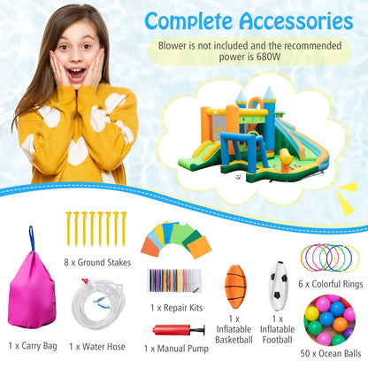 Inflatable Water Slide Blowup Bounce House with Dual Slides and Splash Pool (Without Blower), Green Bounce House at Gallery Canada