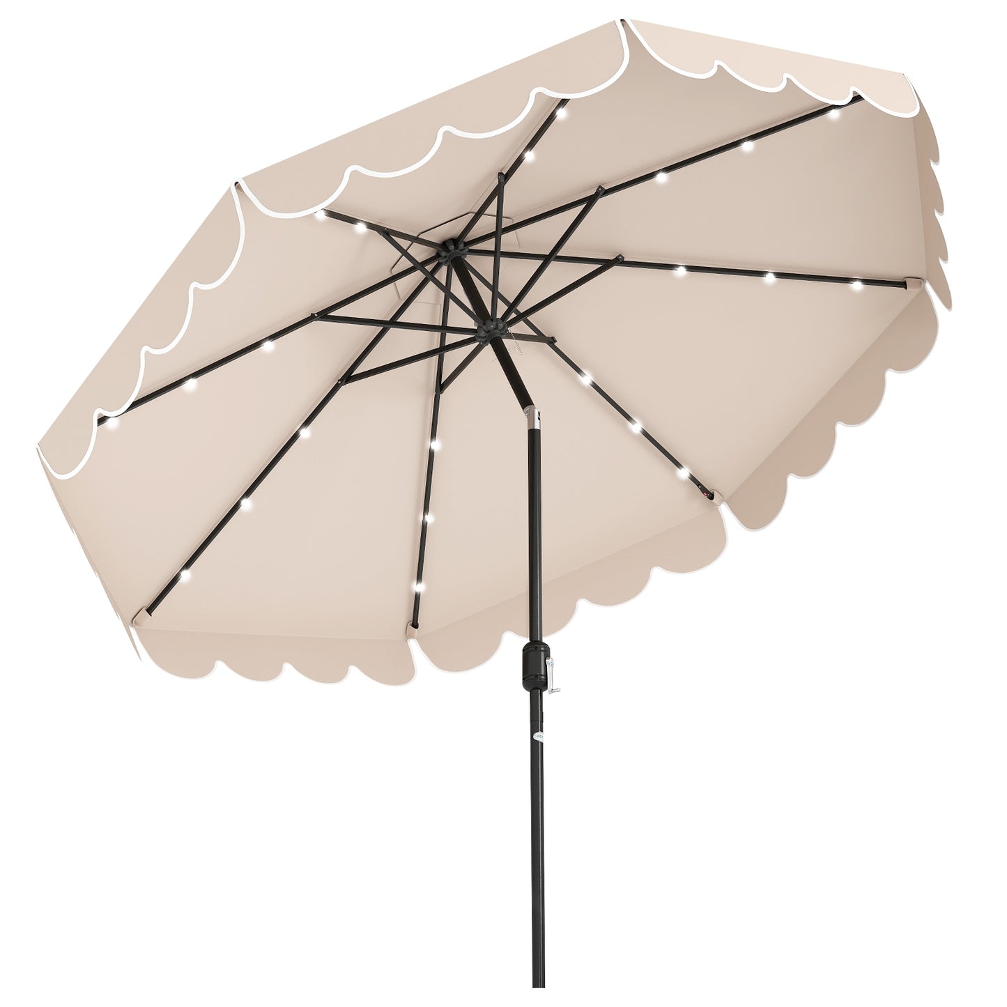 10 Feet Solar Patio Umbrella with 24 LED Lights, Beige Outdoor Umbrellas at Gallery Canada