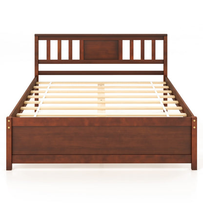 Lit à plateforme en bois avec tête de lit, taille complète, noyer