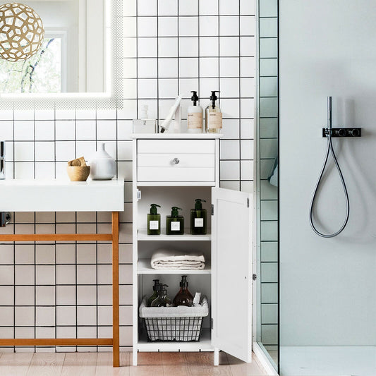 Wooden Bathroom Floor Storage Cabinet With Drawer, White Floor Cabinets White at Gallery Canada