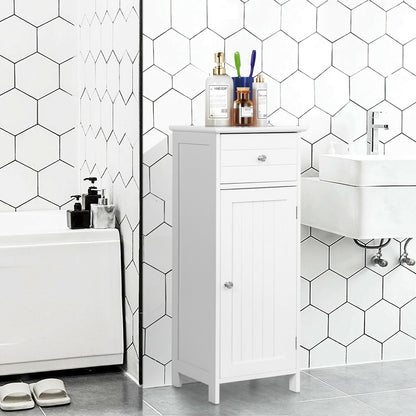 Wooden Bathroom Floor Storage Cabinet With Drawer, White Floor Cabinets at Gallery Canada
