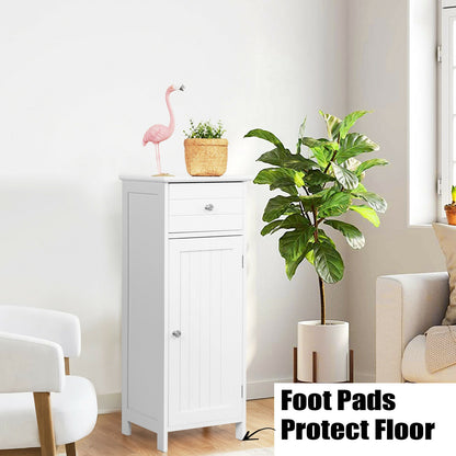 Wooden Bathroom Floor Storage Cabinet With Drawer, White Floor Cabinets at Gallery Canada