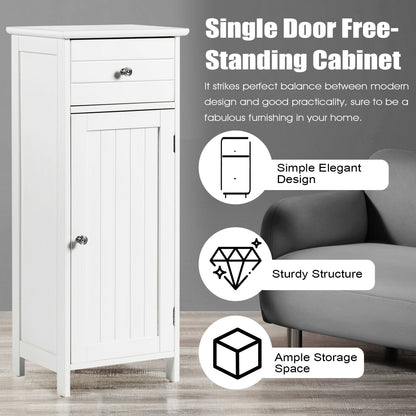 Wooden Bathroom Floor Storage Cabinet With Drawer, White Floor Cabinets at Gallery Canada
