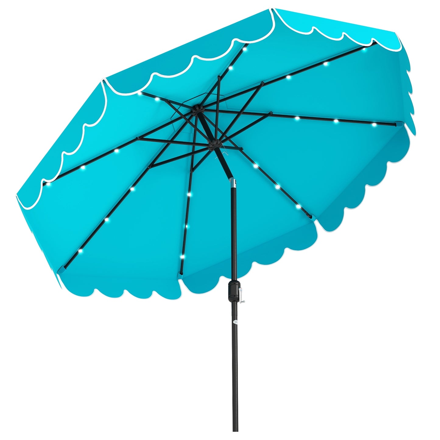 10 Feet Solar Patio Umbrella with 24 LED Lights, Turquoise Outdoor Umbrellas at Gallery Canada