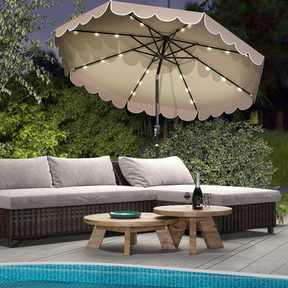 10 Feet Solar Patio Umbrella with 24 LED Lights, Coffee Outdoor Umbrellas at Gallery Canada