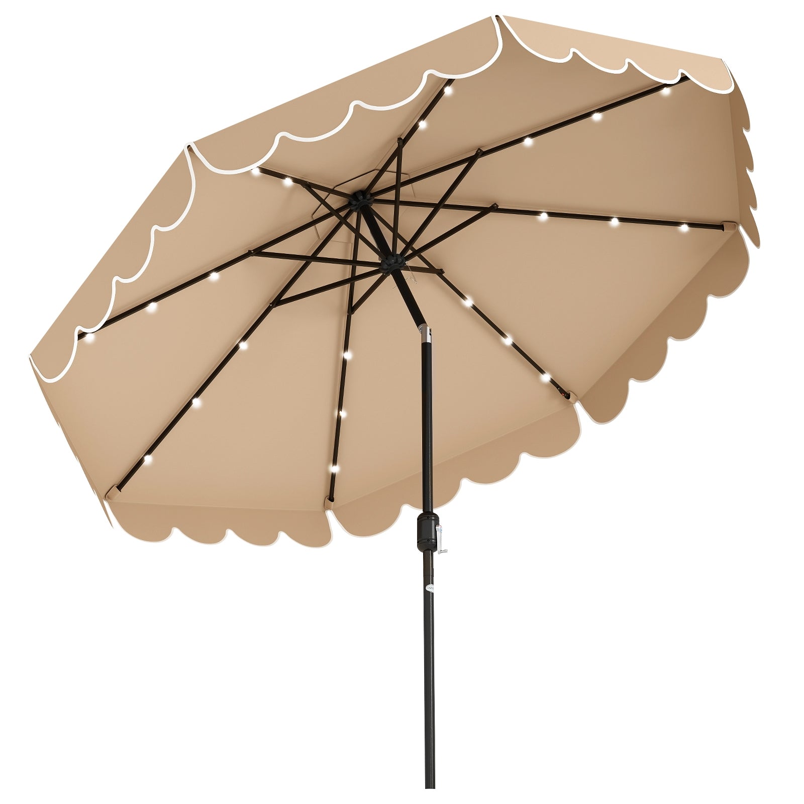 10 Feet Solar Patio Umbrella with 24 LED Lights, Coffee Outdoor Umbrellas at Gallery Canada