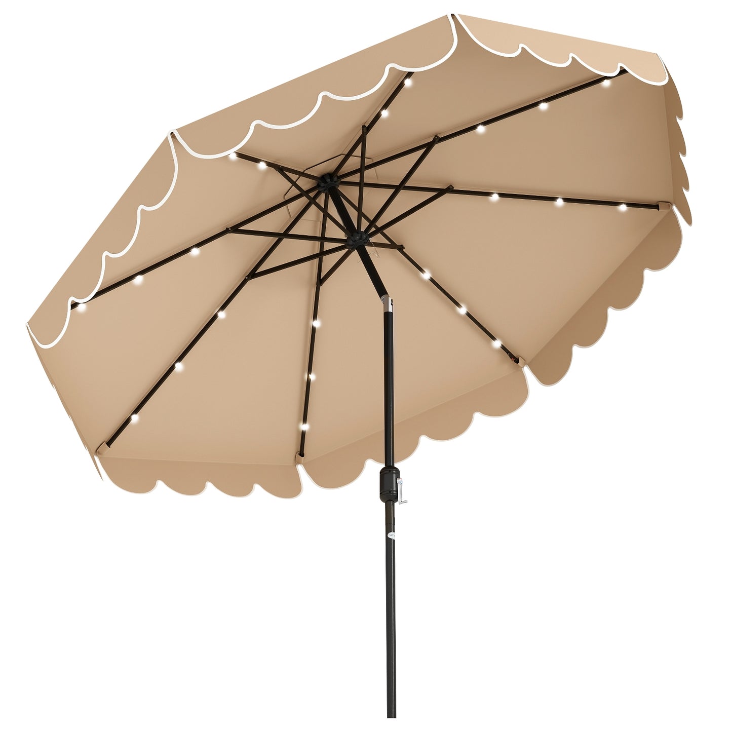 10 Feet Solar Patio Umbrella with 24 LED Lights, Coffee Outdoor Umbrellas at Gallery Canada