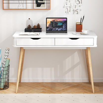 43.5 Inch Computer Desk with 2 Drawers for Small Spaces, White Computer Desks at Gallery Canada