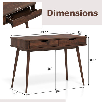43.5 Inch Computer Desk, 2 Drawers, Walnut Computer Desks at Gallery Canada