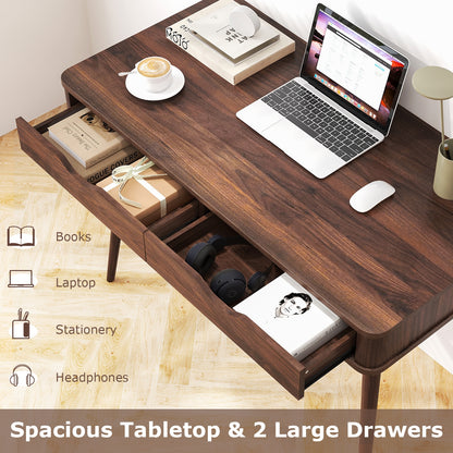 43.5 Inch Computer Desk, 2 Drawers, Walnut Computer Desks at Gallery Canada