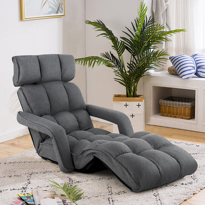 6-Position Adjustable Floor Chair with Adjustable Armrests and Footrest, Dark Gray Floor Chairs at Gallery Canada