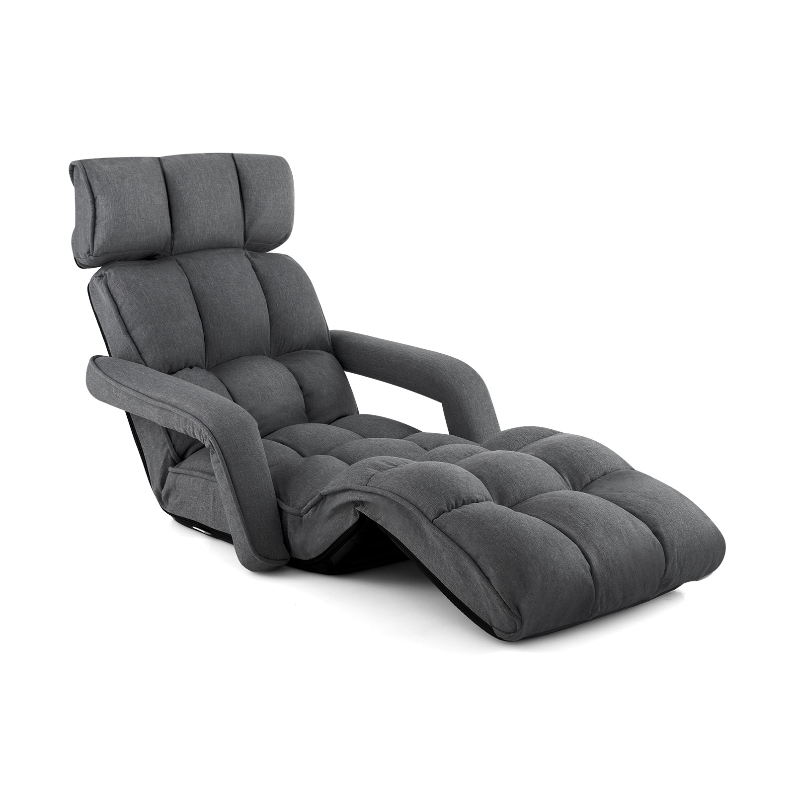 6-Position Adjustable Floor Chair with Adjustable Armrests and Footrest, Dark Gray Floor Chairs at Gallery Canada